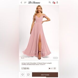JJ’s House - A-line Cold Shoulder V-Neck Floor-Length Chiffon Bridesmaid Dress